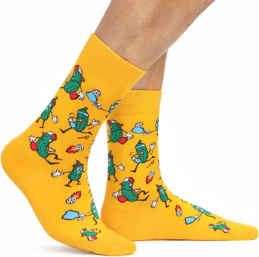 Funny Novelty Pickleball Socks for Adults - Pickle Ball Gifts Colorful Unisex Crew Length One Size Socks