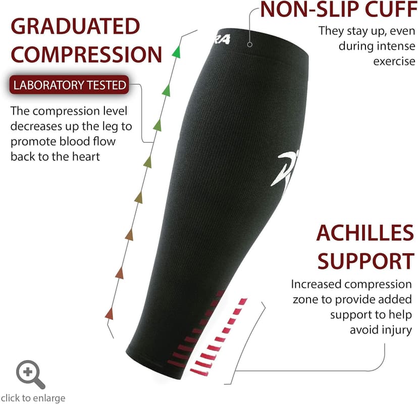Rymora Calf Compression Sleeves Men Women - Leg Compression Sleeve Footless Socks - Shin Splint Relief Fitness Running