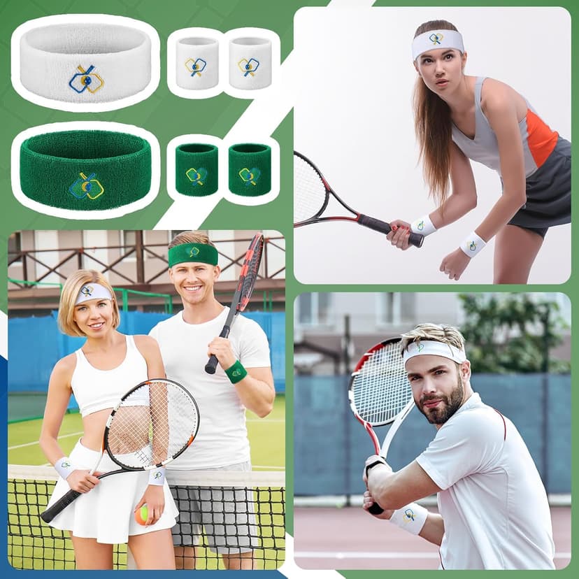 Suhine 4 Pcs Sports Headband 8 Pcs Moisture Wicking Wristband Breathable Sweat Absorption Sweatband for Christmas Valentine‘s Day Gift