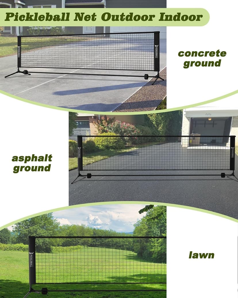 NQV Pickleball Set with Net-10FT Half Court Size Pickleball Net+Wood Pickleball Paddles+Pickle Balls+Ball Retrievers, Portable Outdoor Driveway Indoor for Adults Beginners