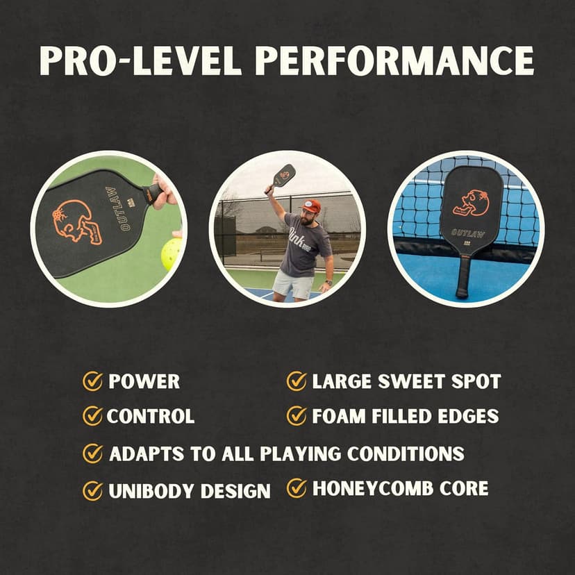 Pickleball Paddles, Kevlar Pickleball Paddle with 16mm Core, Designed for Ultimate Power and Control, High Grit & Spin, Elongated Foam Injected Edges for Expanded Sweet Spot, Bold Lightweight Design