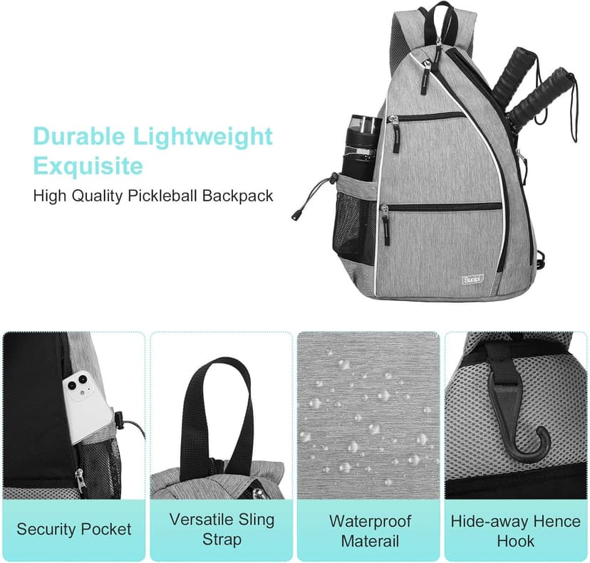 Sucipi Pickleball Bag Pickleball Backpack for Women Men Pickleball Paddle Backpack Reversible Pickleball Paddle Bag Pickleball Rackets Bags for Ladies