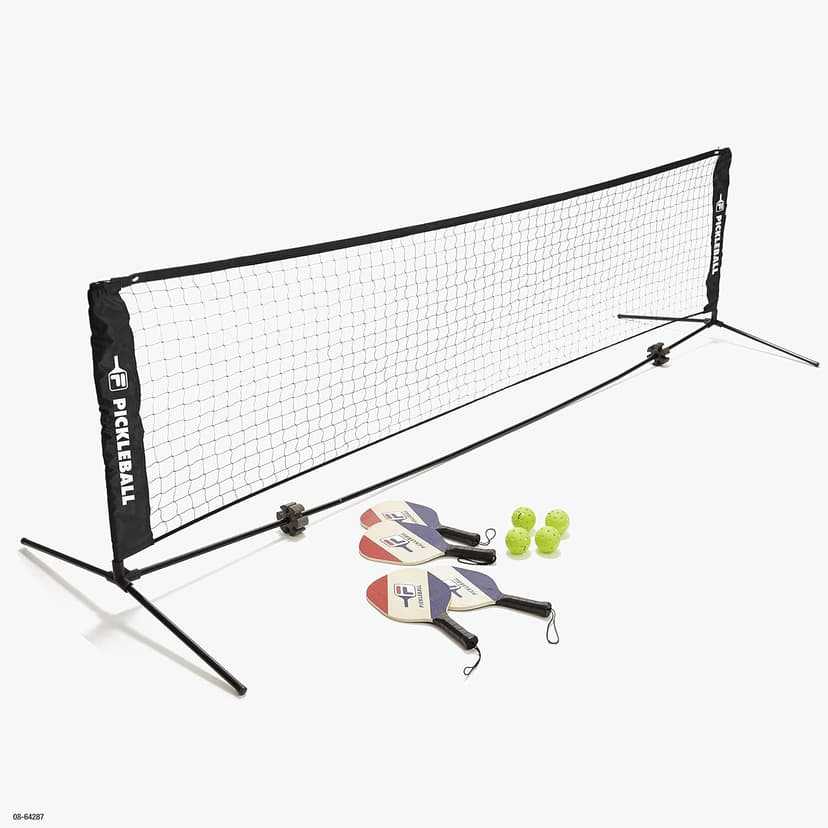 FILA Accessories Pickleball Net Set - Includes Pickleball Paddles Set of 4 with Regulation Size 4 Outdoor Balls & 10ft All Weather Mesh Net for Indoor or Outdoor Use - Lightweight, Quick & Easy Setup