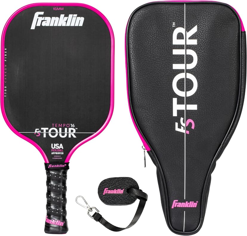 Franklin Sports Pro Pickleball Paddle Set - FS Tour Series Carbon Fiber Paddle, Cover + Eraser - 14mm + 16mm