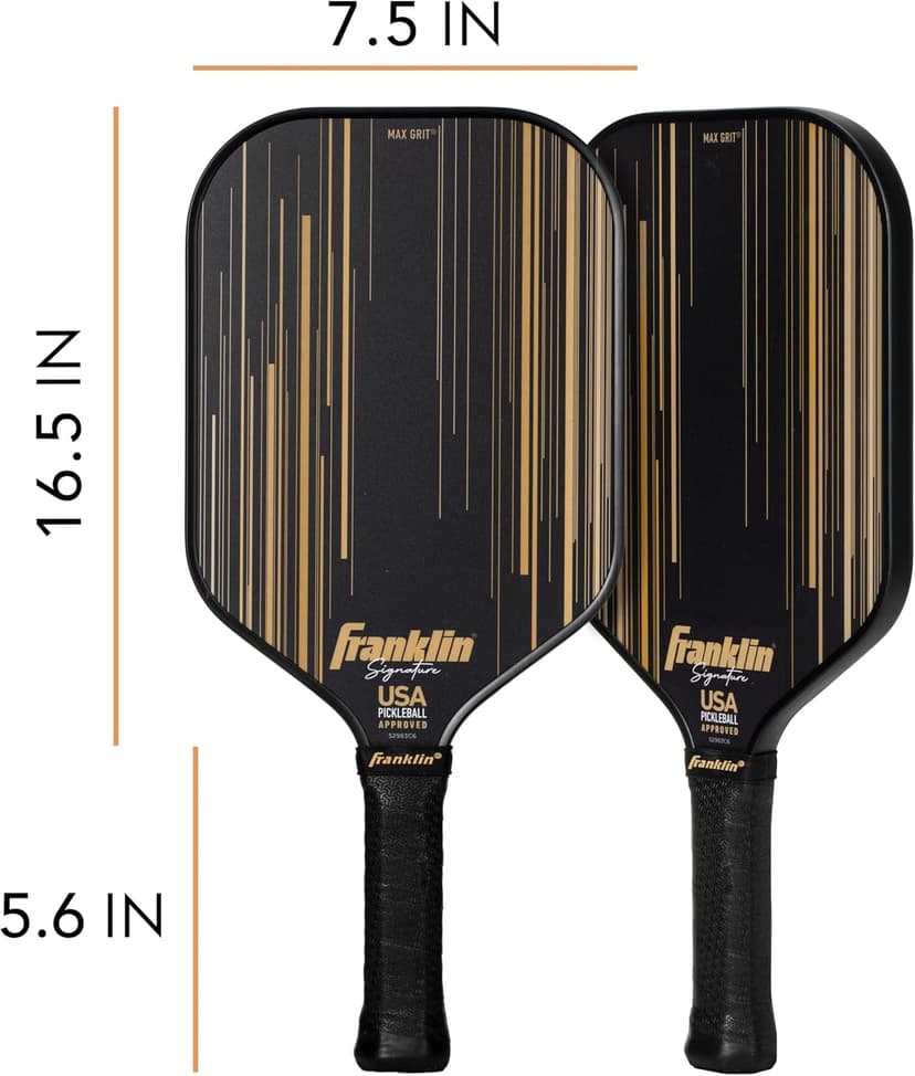 Franklin Sports Pro Pickleball Paddles - Signature Series Pro Pickleball Paddle with MaxGrit Surface - USA Pickleball (USAPA) Approved Tournament Pickleball Paddles - 13mm + 16mm Polypropylene Cores