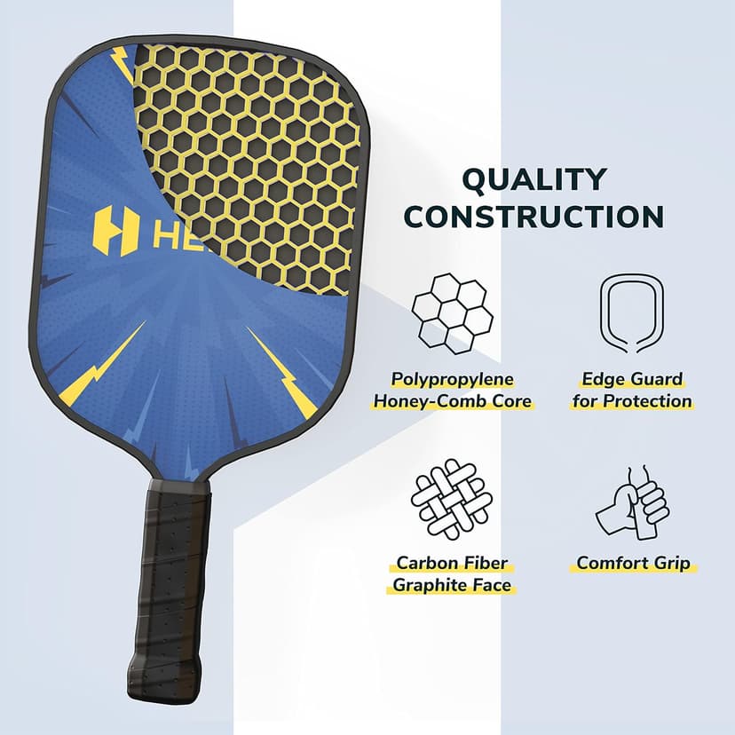 Helium Pickleball Paddle for Kids – Child Size Paddle for Children 12 and Under, Lightweight Honeycomb Core, Graphite Strike Face, Pickleball Paddle & Drawstring Bag - POW!