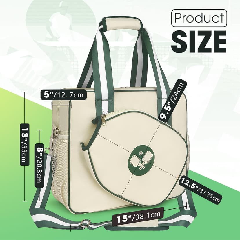 Newluck Pickleball Tote Sling Bag for Women/Men/Boy/Girl,Large Capacity,Adjustable Shoulder Strap with Fence Hook Accessories