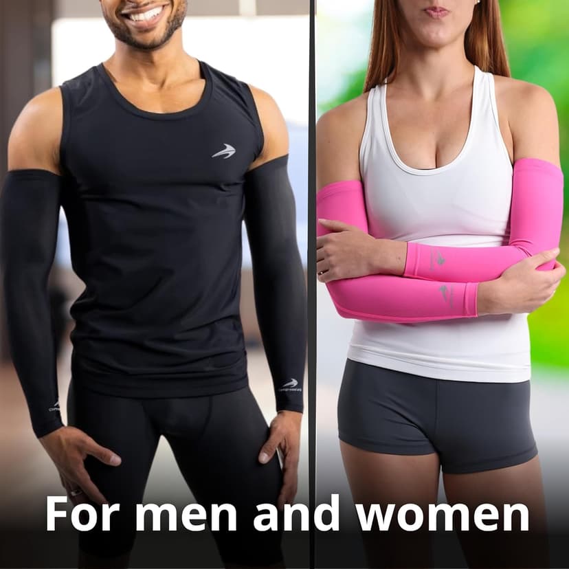 CompressionZ Sports Compression Arm Sleeves Men & Women | Basketball Baseball Football Golf UV Protection & Elbow Pain Relief