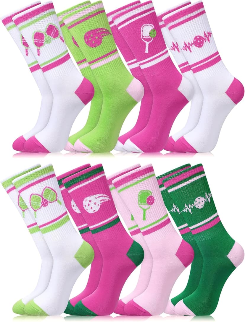 Cuffbow 8 Pairs Dink Ball Socks Performance Novelty Athletic Socks Sports Gift for Dink Ball Lovers Women Men