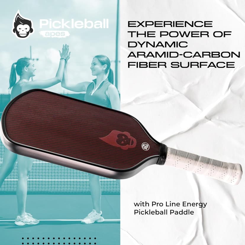 Professional Pickleball Paddles - Pro Line Energy USAPA Approved Pickleball Racket with Elongated Grip for Double-Handed Backhand - Dynamic Aramid-Carbon Fiber Surface Paddle by Pickleball Apes