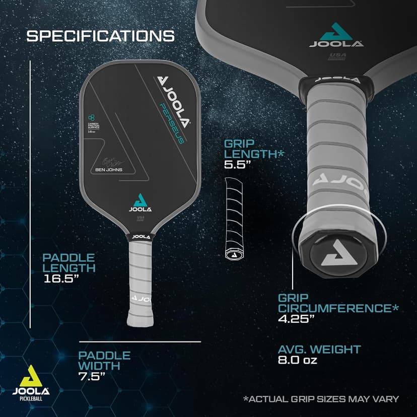 JOOLA Ben Johns Perseus Pickleball Paddle with Charged Surface Technology for Increased Power & Feel - Fully Encased Carbon Fiber w/Larger Sweet Spot - USAPA Approved