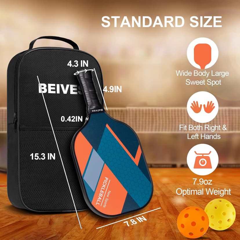 Pickleball Paddles, USAPA Standard Fiberglass Surface Pickleball Paddles Set of 2 or 4 Rackets, Pickleball Set with 4 Pickleball Balls &1 Pickleball Bag, Pickle Ball Paddle Set for Men, Women
