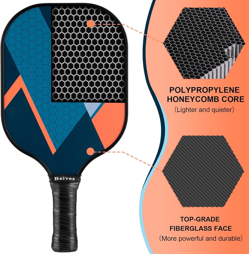 Pickleball Paddles, USAPA Standard Fiberglass Surface Pickleball Paddles Set of 2 or 4 Rackets, Pickleball Set with 4 Pickleball Balls &1 Pickleball Bag, Pickle Ball Paddle Set for Men, Women