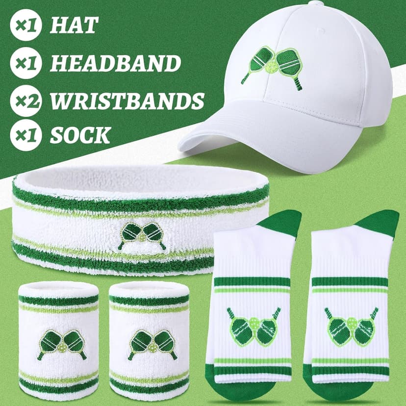 Panitay 4 Pack Funny Dink Ball Lover Gifts Dink Ball Hats Sports Wrist Head Sweatbands and Novelty Socks for Men Women