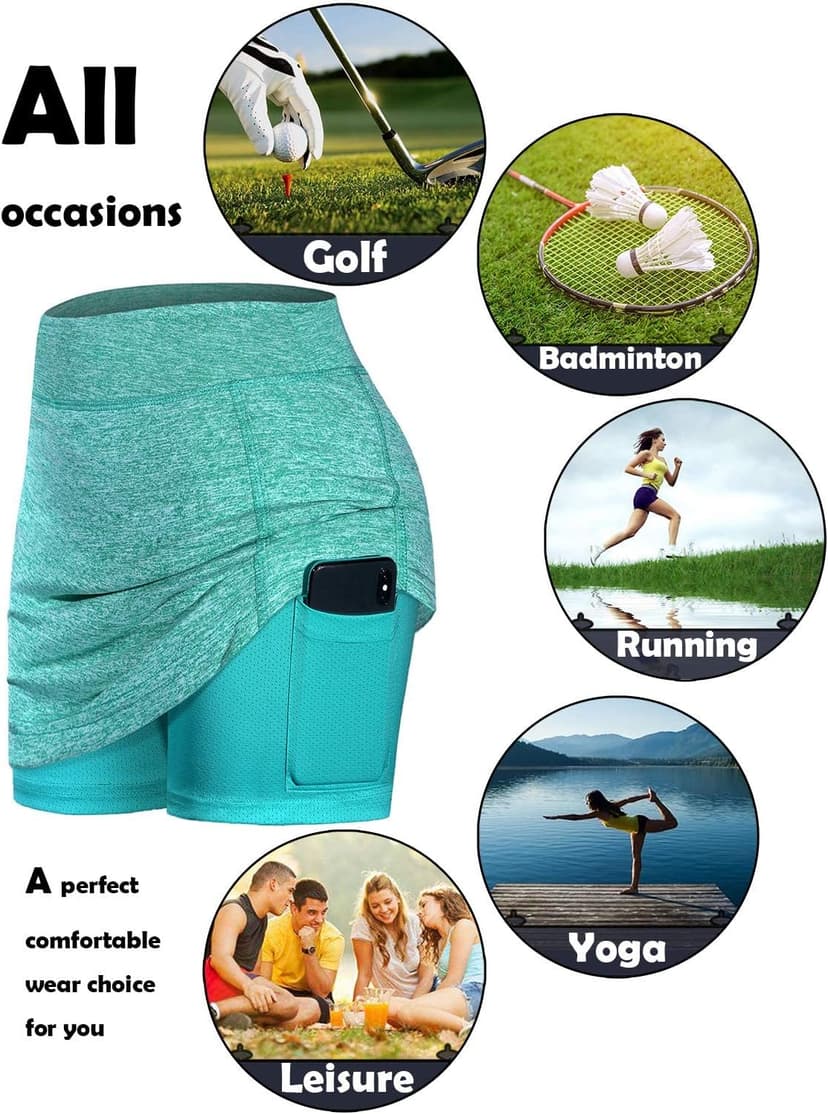 BLEVONH Womens Summer Tennis Skirts with Shorts Underneath, Pickleball, Athletic, Workout and Golf Skorts with Pockets