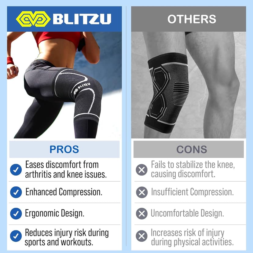 Knee Brace for Women & Men, 2 Pack Compression Knee Brace, Knee Support Sleeve for Pain Relief, Running, Workout, Sports, Knee Braces for ACL, Meniscus Tear, Arthritis and Injury Recovery Purple L