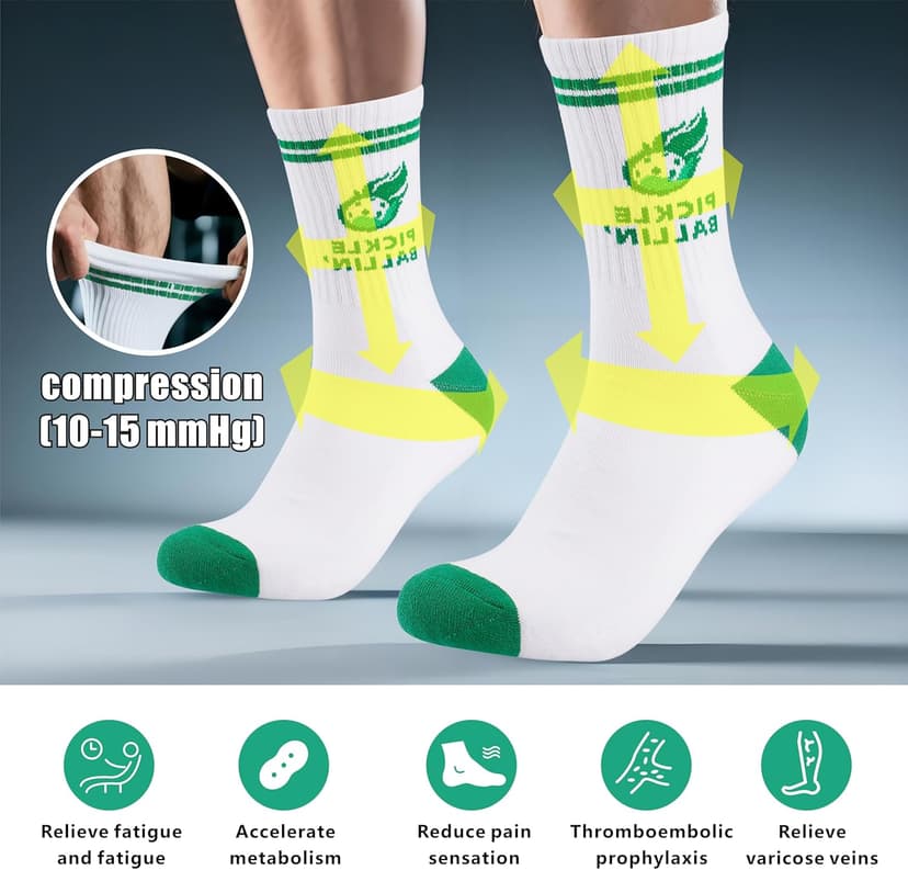 Newluck Pickleball Socks Sport,Running,Calf,Compression,Apparel,Performance Cushione,Breathable,Crew Sock for Men Women(3Pairs)