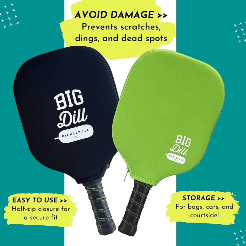 Big Dill Pickleball Paddle Cover Only - Neoprene Pickleball Paddle Sleeve, Pickle Ball Paddle Covers or Pickleball Paddle Case for Pickleball Paddles