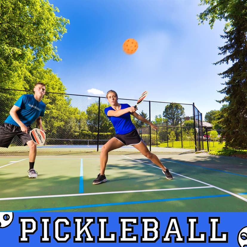 Wooden Pickleball Paddles Set 2 - Win SPORTS Beginner Racket,Pickle Ball Paddles with 2 Paddles,4 Balls and 1 Carry Bag,Durable and Classic (Choose Black and Wooden Version)