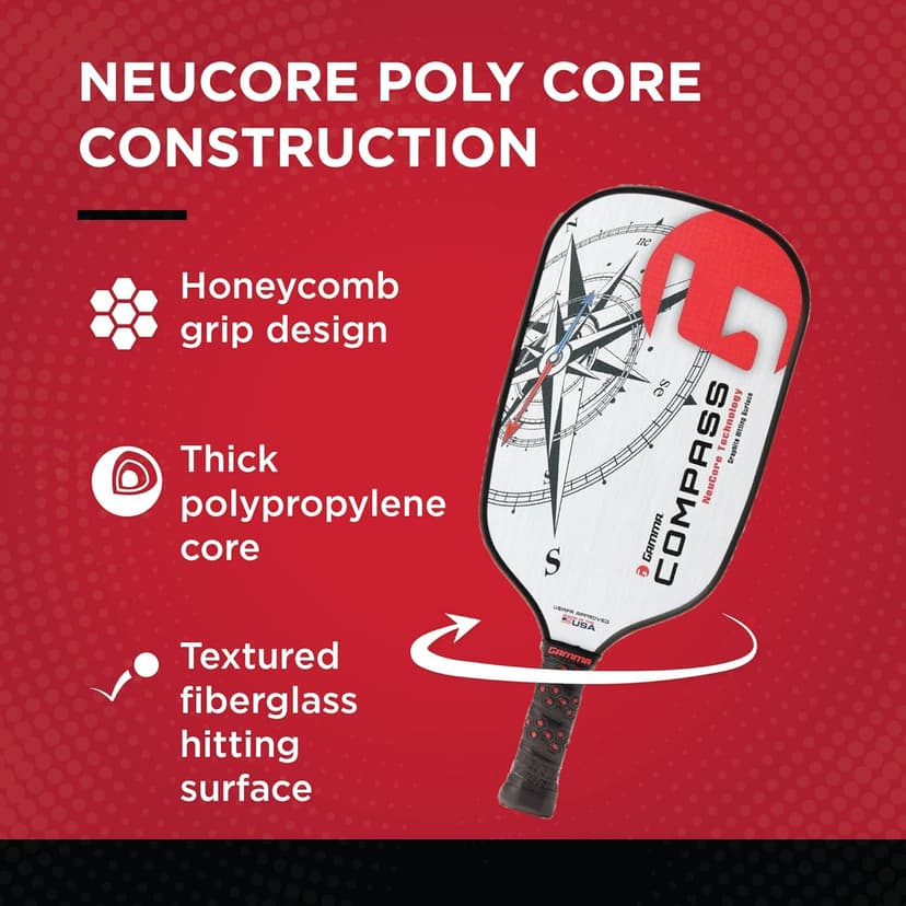 GAMMA Made in The USA Pickleball Paddles, NeuCore & Sensa Polycore Technology, Textured Graphite, Honeycomb Grip, USAPA Approved, Realiable, Additonal Power & Control