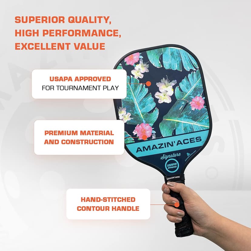 Amazin' Aces Graphite Pickleball Paddles Set - Single, 2 or 4 Paddles, Honeycomb Polymer Core with Comfy Cushion Grip - Varying Accessories Including Pickleballs, Pickleball Bag & Paddle Cover