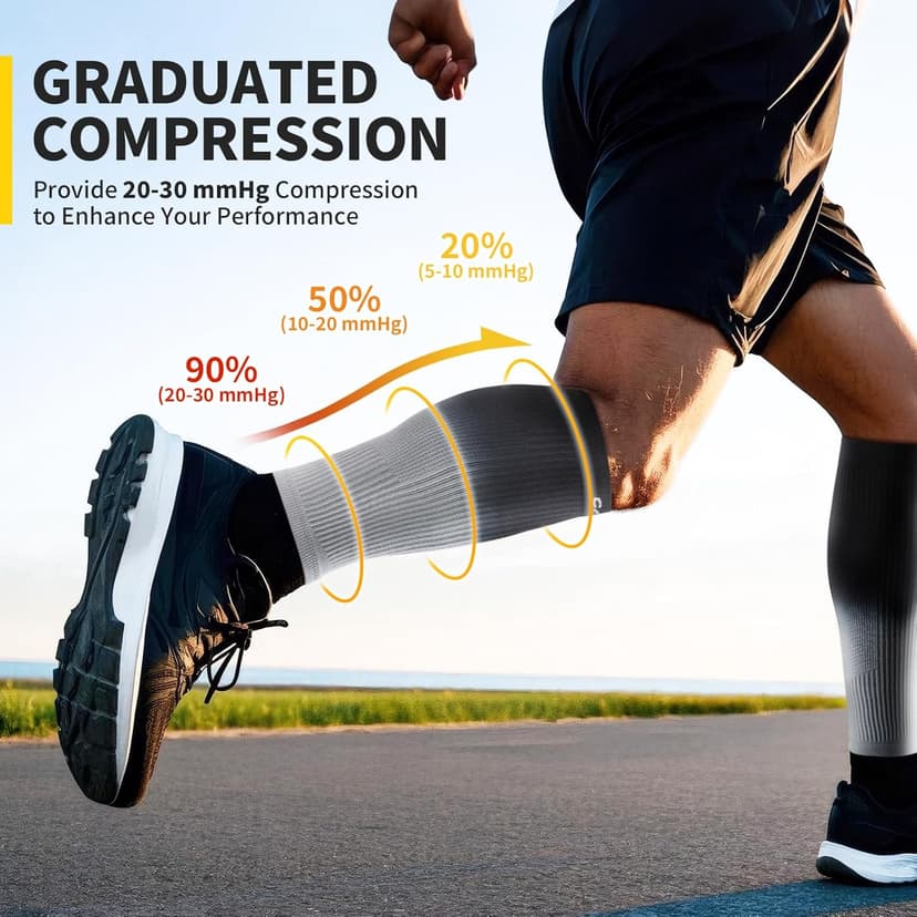 CAMBIVO Gradient Calf Compression Sleeves, 20-30 mmHg Medical Footless Compression Socks for Shin Splints, Leg Fatigue, Travel, Running, Standing & Daily Wear – Stylish Leg Support for Men & Women