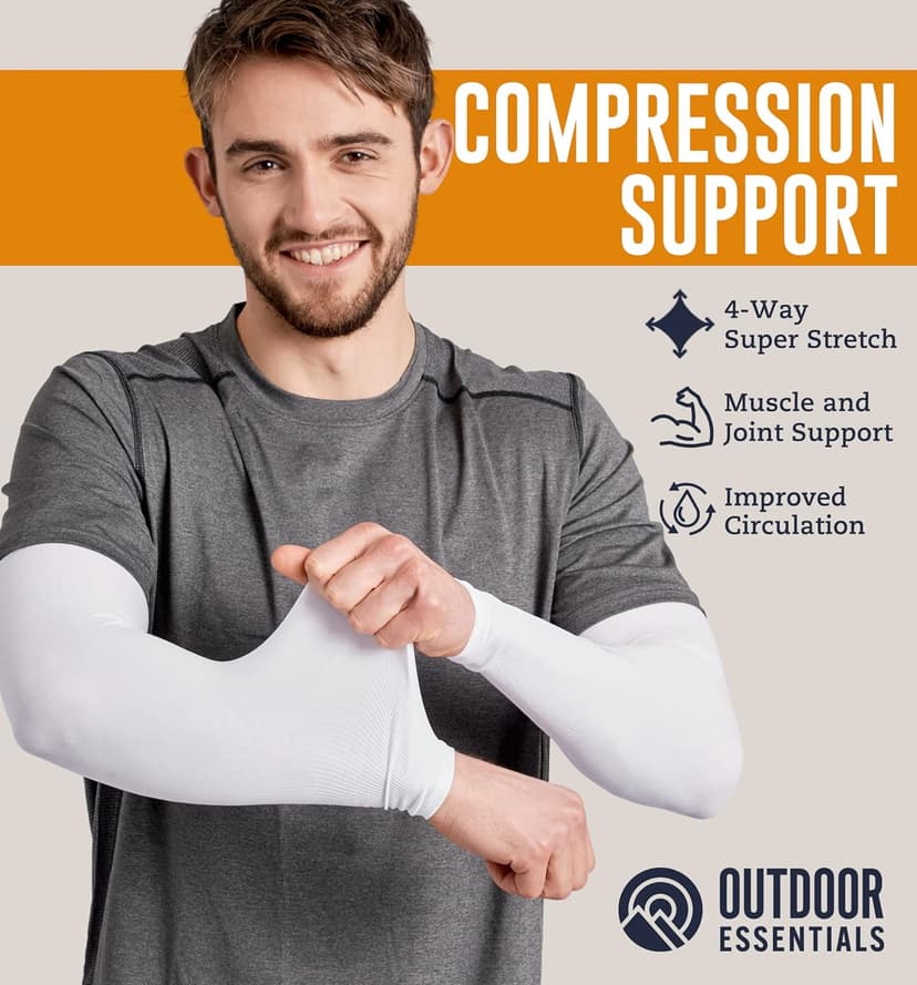 OutdoorEssentials UV Sun Protection Arm Sleeves - Compression Arm Sleeve, UV Arm Sleeves Men, Women - Golf Cooling Sleeves