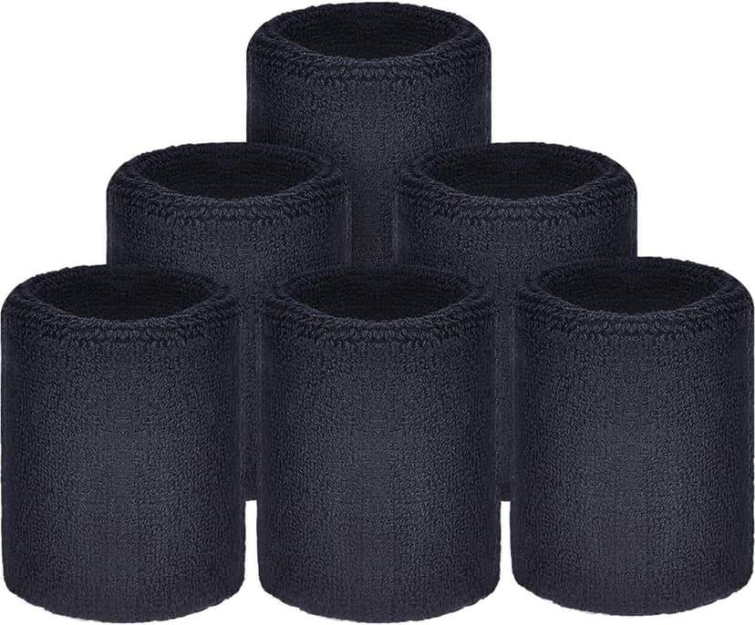 Willbond 6 Pcs Wrist Sweatbands Sports Wristbands for Competitions Absorbent Sweatbands for Basketball Tennis Football Running Working