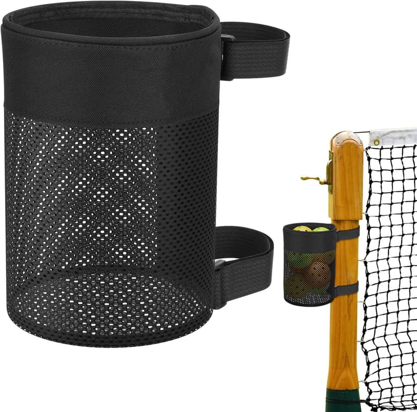 Cosmos Pickleball Ball Holder Adjustable Hanging Bag for PickleBall Nets, Foldable Storage Basket Mesh Net Pouch for Holding 6 Balls