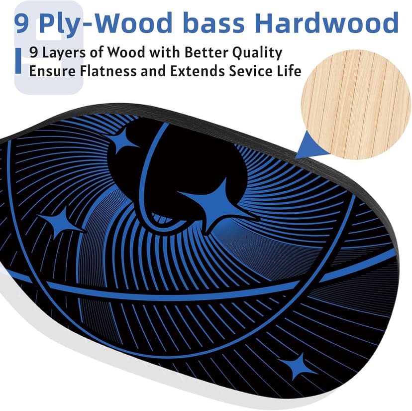 Pickleball Paddles, Pickleball Set with 4 Premium Wood Pickleball Paddles, 4 Pickleball Balls, 4 Cooling Towels & Carry Bag, Pickleball Rackets with Ergonomic Cushion Grip, Gifts for Men Women