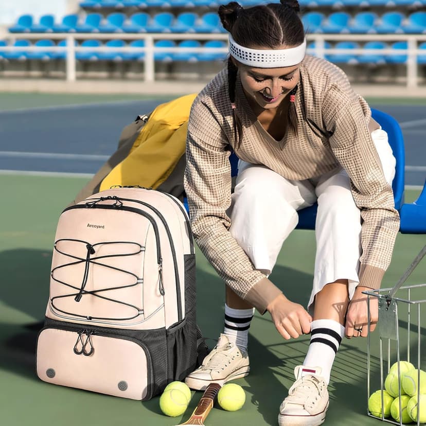 Tennis Bag Holds 2 Rackets, Professional Tennis Bags for Women, Tennis Backpack with Ventilated Shoe Compartment