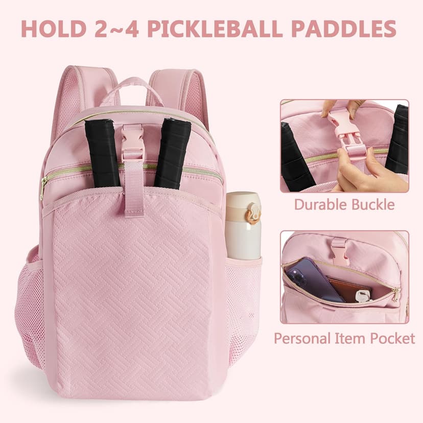 Pickleball Bag Backpack for Women Holds 4 Paddles, Large Pickle Ball Bag Pickleball Paddle Backpack for Men