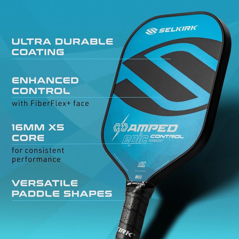 Selkirk Sport Amped Pickleball Paddle | Assembled in The USA | Amped Control or Amped Pro Fiberglass Pickleball Paddle | Unrivaled Precision & Control