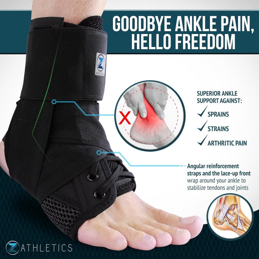 Zenith Ankle Brace, Lace Up Adjustable Support – for Running, Basketball, Injury Recovery, Sprain! Ankle Wrap for Men, Women, and Children