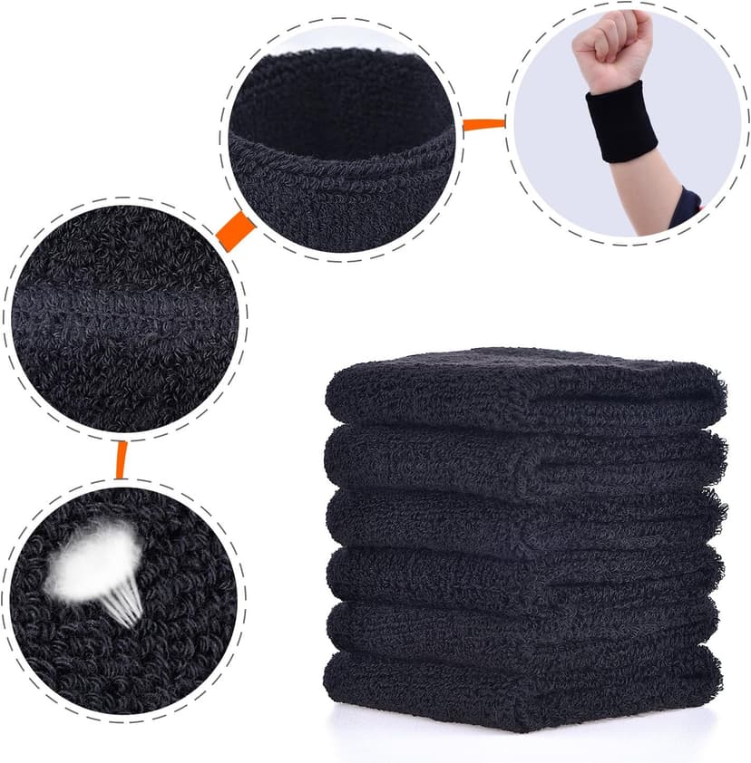 Willbond 6 Pcs Wrist Sweatbands Sports Wristbands for Competitions Absorbent Sweatbands for Basketball Tennis Football Running Working