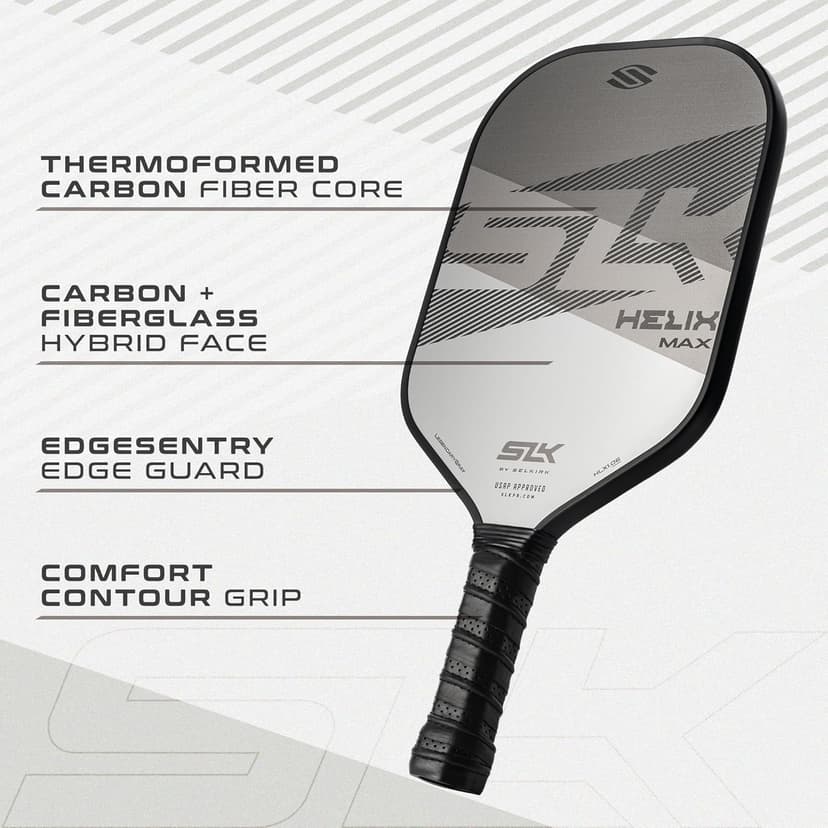 SLK Helix Pro Pickleball Paddle | Carbon Fiber & Fiberglass Hybrid Face | Thermoformed Carbon Fiber Core | Unmatched Control