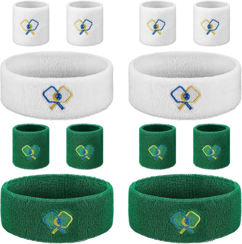 Suhine 4 Pcs Sports Headband 8 Pcs Moisture Wicking Wristband Breathable Sweat Absorption Sweatband for Christmas Valentine‘s Day Gift