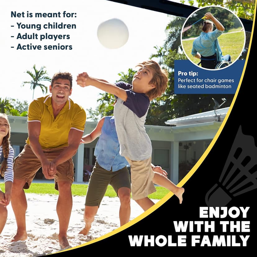 Boulder Portable Badminton Pickleball Net - Foldable/Extendable Poles for Multiple Sports Heights (UP to 5 ft) - Ideal for Tennis, Pickleball, Soccer Tennis - Easy Setup