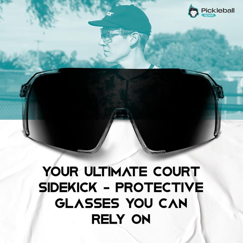 Pickleball Glasses for Women & Men - ANSI Z87.1 Pickleball Safety Glasses with 3 Lenses, Adjustable Nosepads, Head Strap, & Protective Case - Pickleball Protective Eyewear