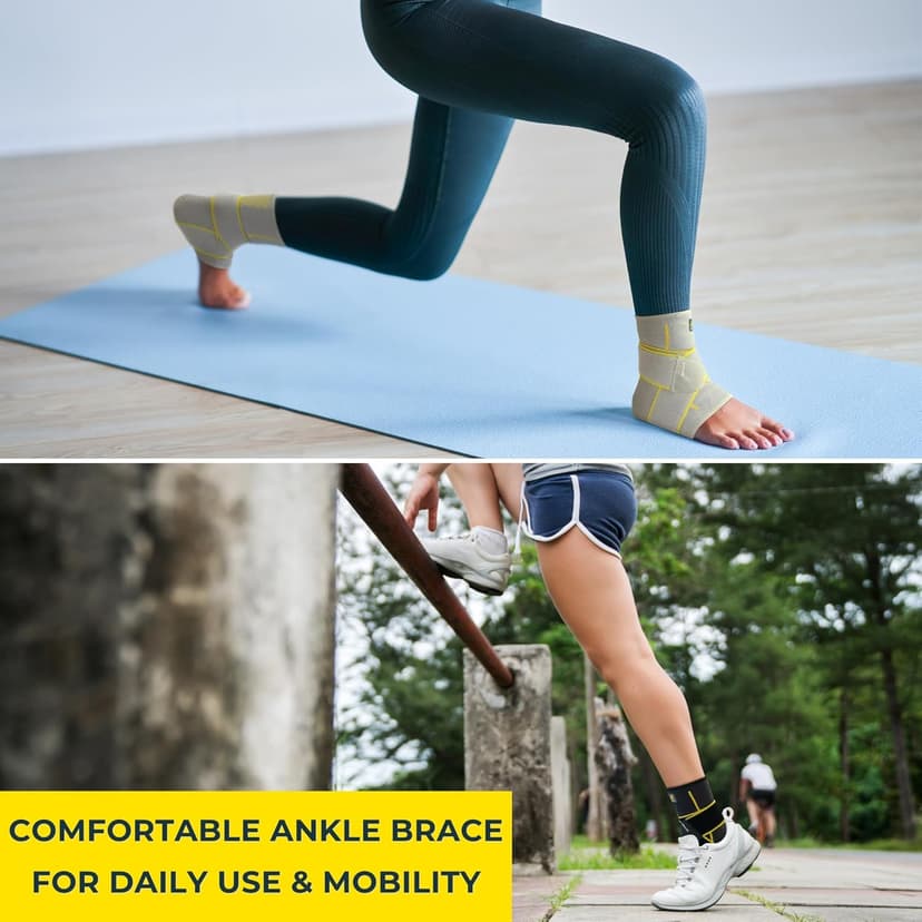 Bracoo 2 Pack Ankle Brace Compression Sleeve for Women & Men, Adjustable Ankle Support Strap for Sprained, Plantar Fasciitis, Pain Relief, Injury Recovery, Running, Workout, GYM, FS60
