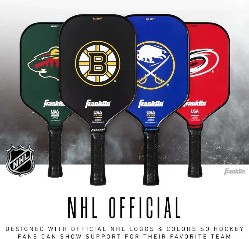 Franklin Sports NHL Team Pickleball Paddles - Official NHL Hockey Team Logo Pickleball Paddles - Signature Series 13MM Pickleball Paddle with MaxGrit - USA Pickleball (USAPA) Approved