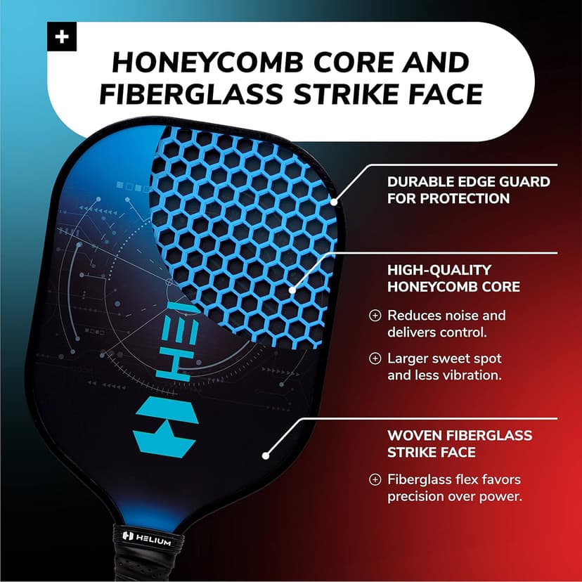 Helium Versus Pickleball Set - Pickleball Paddles with Honeycomb Core, Graphite Strike Face, and Premium Comfort Grip – 4 Balls and Convenient Sports Bag Included (Set of 2 or Set of 4 Paddles)
