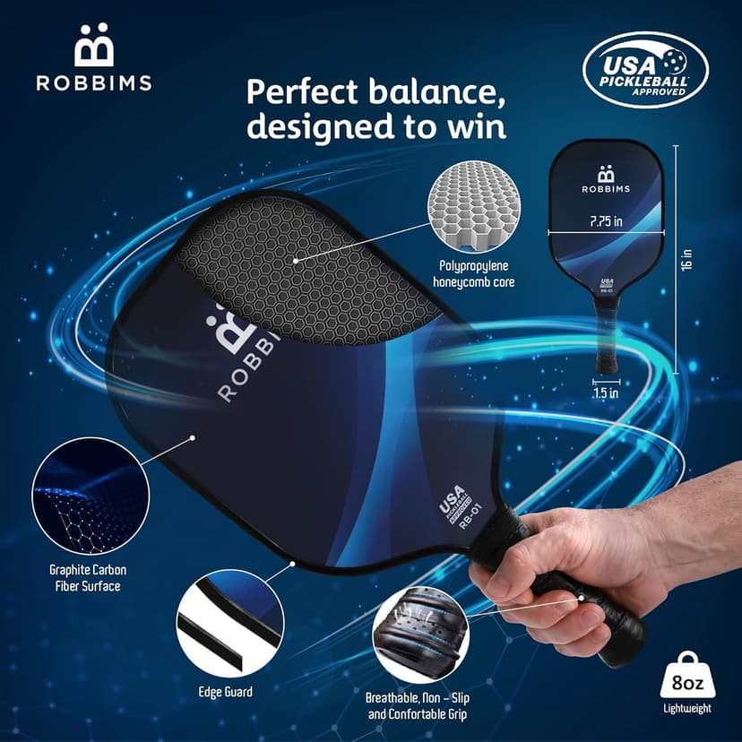 Portable Pickleball Set with Net | 4 USAPA Approved Graphite Paddles, Duffle Bag, Regulation Size Pickleball Net System, Assembly Manual, 8 Outdoor Pickleball Balls and Carry Bag