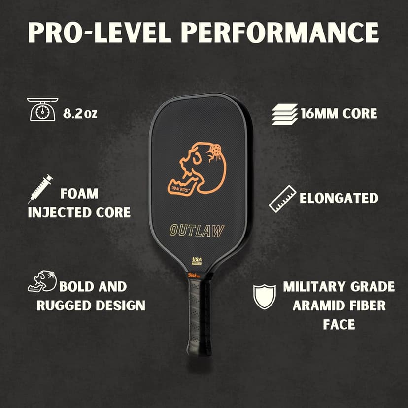 Pickleball Paddles, Kevlar Pickleball Paddle with 16mm Core, Designed for Ultimate Power and Control, High Grit & Spin, Elongated Foam Injected Edges for Expanded Sweet Spot, Bold Lightweight Design