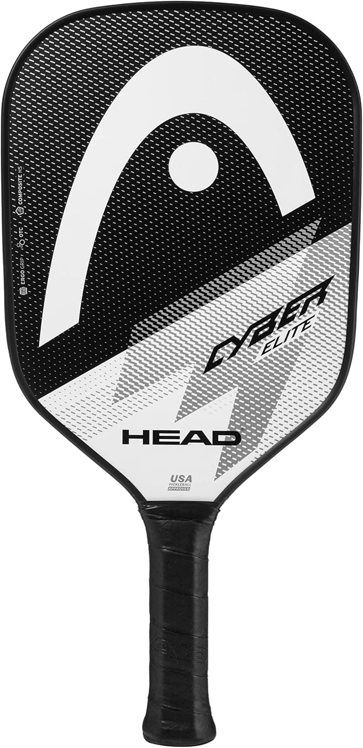 Head Cyber Elite Pickleball Paddle, Fiberglass Surface, Black/White Color, Beginning to Intermediate Levels