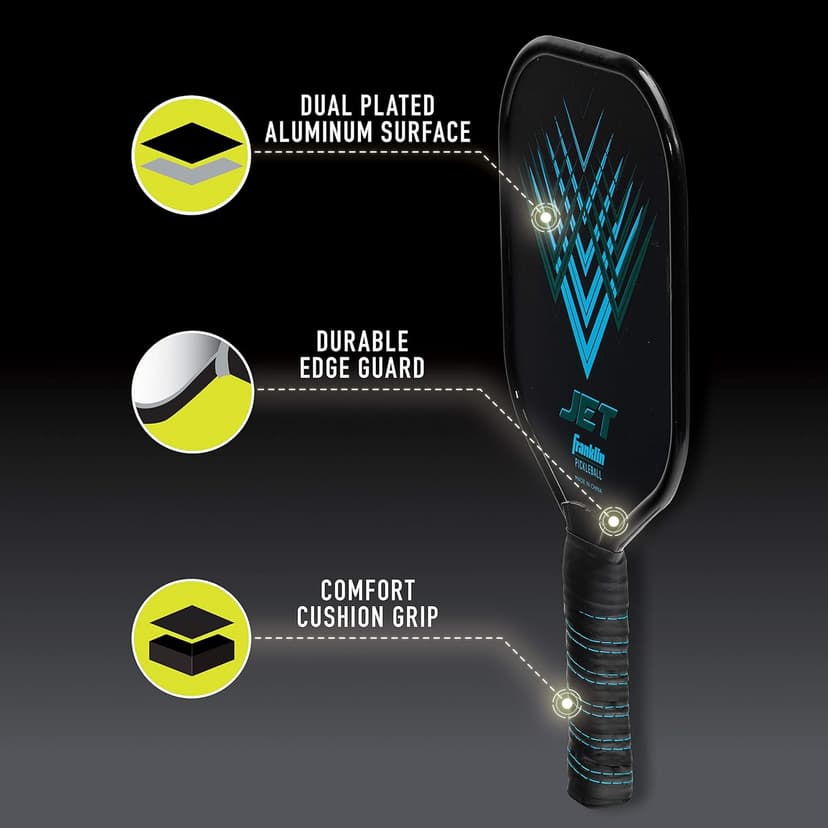 Franklin Sports Pickleball Paddle - Titus + Jet Aluminum Plated Paddles - USA Pickleball (USAPA) Approved Paddle