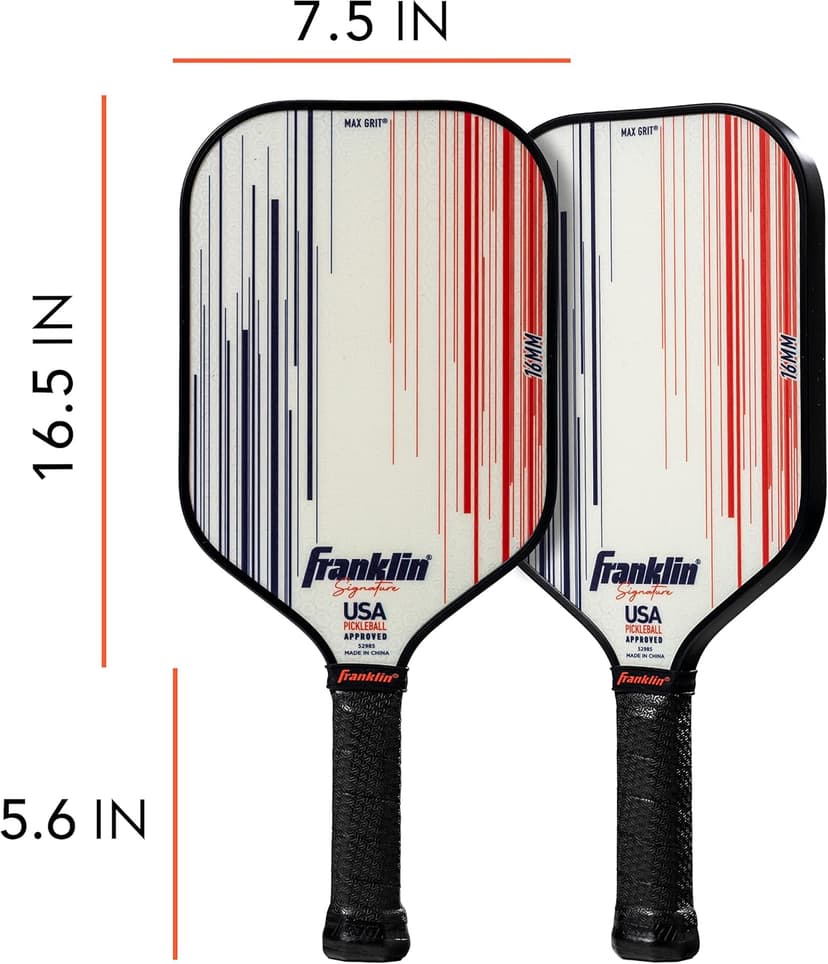 Franklin Sports Pro Pickleball Paddles - Signature Series Pro Pickleball Paddle with MaxGrit Surface - USA Pickleball (USAPA) Approved Tournament Pickleball Paddles - 13mm + 16mm Polypropylene Cores