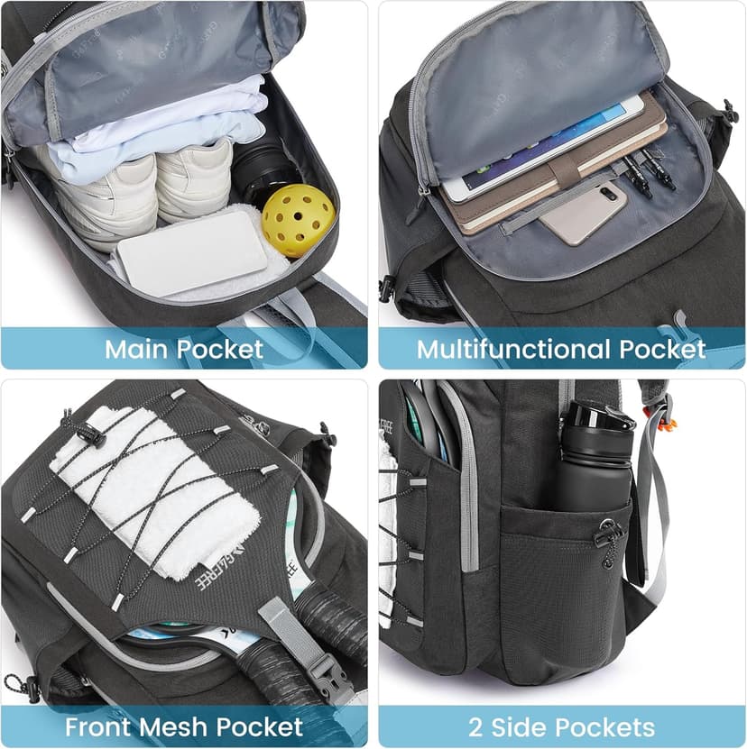 G4Free Pickleball Bag, Pickleball Backpack for Women and Men, Padel Bag Fits 2 to 4 Paddles, Gifts for Pickleball Lovers