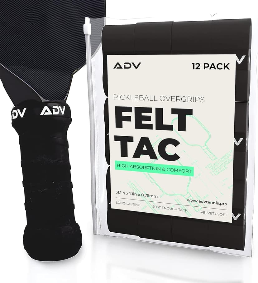 ADV Felttac Pickleball Grip Tape - Soft, Very Durable, Sweat Absorbing Pickleball Overgrip Tape - Dry & Comfortable Pickleball Paddle Grip Tape - Easy to Use & Easy to Install
