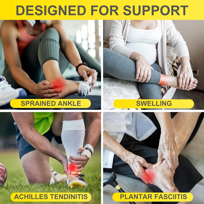 Bracoo 2 Pack Ankle Brace Compression Sleeve for Women & Men, Adjustable Ankle Support Strap for Sprained, Plantar Fasciitis, Pain Relief, Injury Recovery, Running, Workout, GYM, FS60